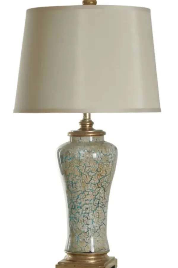 Table Lamps-Kirkland's Home Caledonia Blue And Gold Finish Table Lamp White