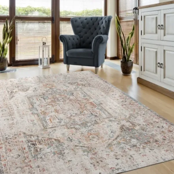 Outdoor Rugs-Kirkland's Home Camel Leopard Border Outdoor Area Rug, 5X7 Tan