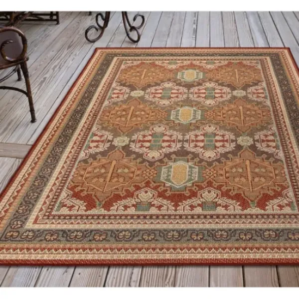 Outdoor Rugs-Kirkland's Home Camel Linear Sundry Outdoor Area Rug, 6X9 Tan