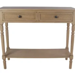 Console Tables-Kirkland's Home Camel Rattan Console Table Brown