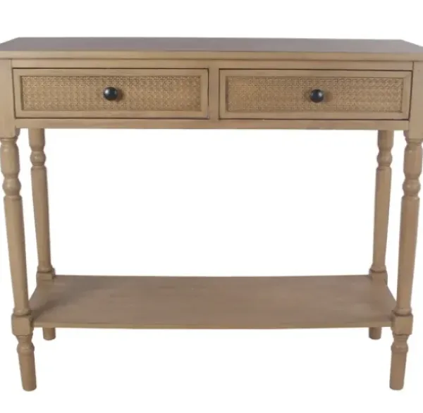 Console Tables-Kirkland's Home Camel Rattan Console Table Brown