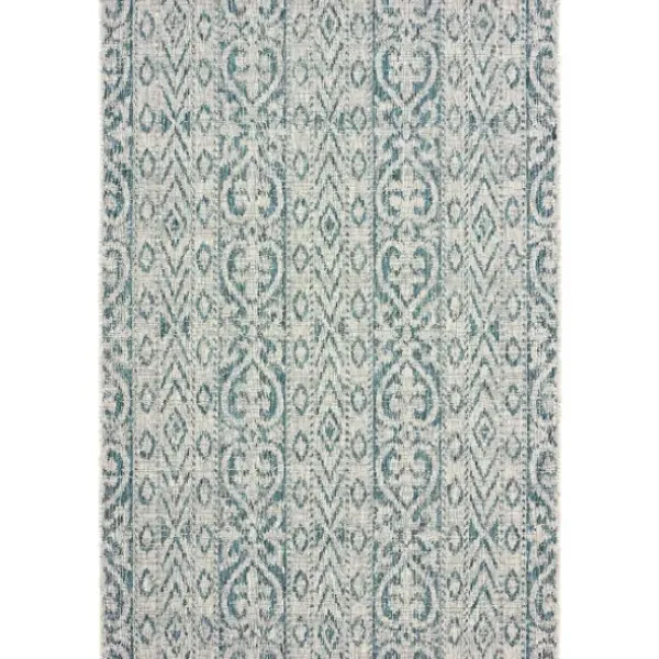 Outdoor Rugs-Kirkland's Home Cammie Blue Moroccan Tribal Outdoor Rug, 5X8 Blue/Gray