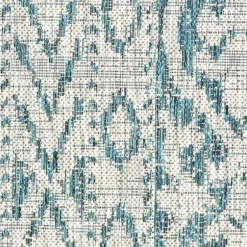 Outdoor Rugs-Kirkland's Home Cammie Blue Moroccan Tribal Outdoor Rug, 5X8 Blue/Gray
