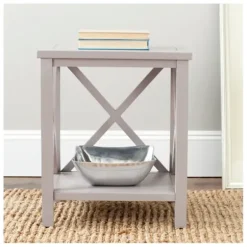 Accent & End Tables-Kirkland's Home Candice Cross Back Accent Table Gray