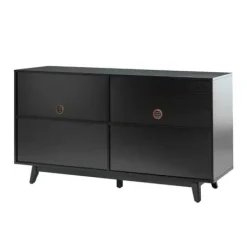 Cabinets & Sideboards-Kirkland's Home Cane Wood Storage Media Cabinet Black