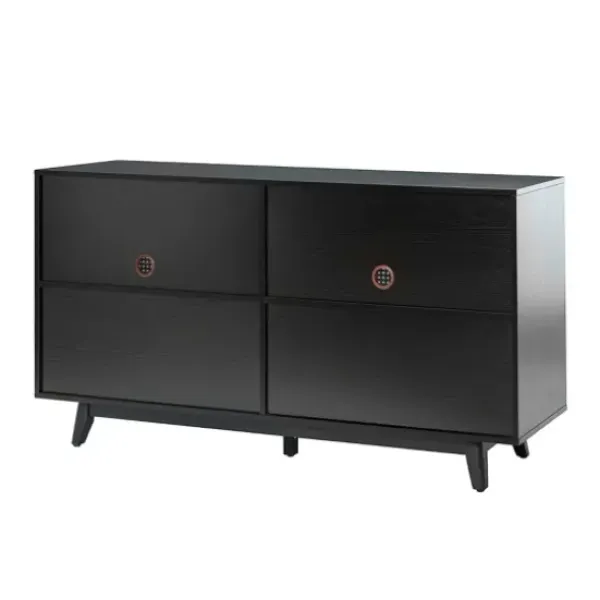 Cabinets & Sideboards-Kirkland's Home Cane Wood Storage Media Cabinet Black