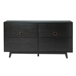 Cabinets & Sideboards-Kirkland's Home Cane Wood Storage Media Cabinet Black