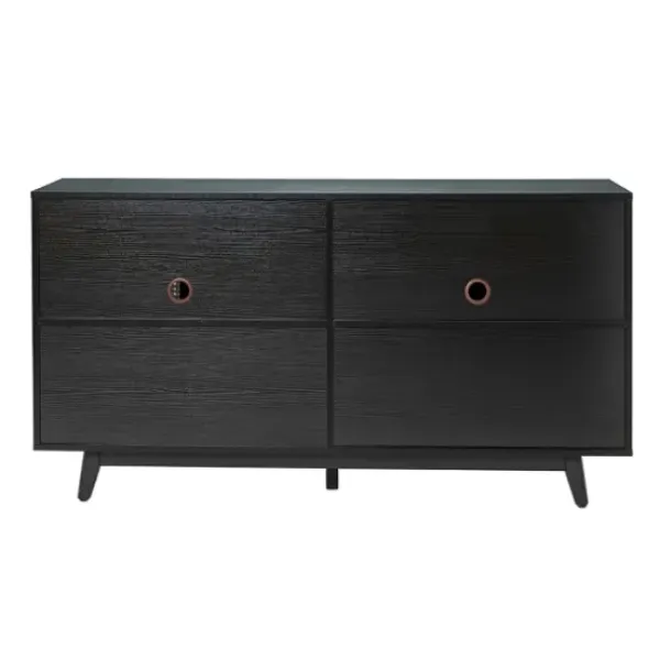 Cabinets & Sideboards-Kirkland's Home Cane Wood Storage Media Cabinet Black