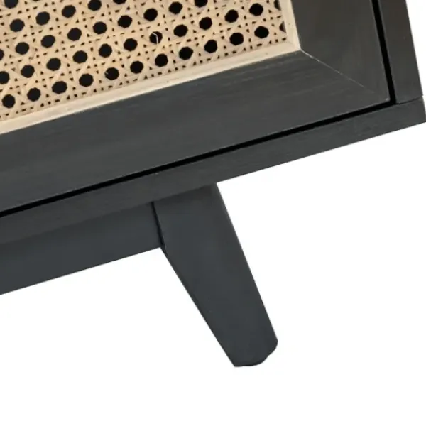 Cabinets & Sideboards-Kirkland's Home Cane Wood Storage Media Cabinet Black