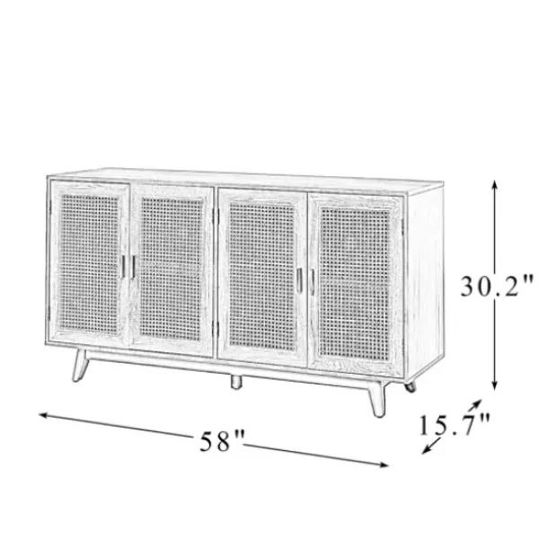 Cabinets & Sideboards-Kirkland's Home Cane Wood Storage Media Cabinet Tan