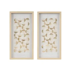 Wall Plaques-Kirkland's Home Capiz Shells Emblem Framed Wall Plaques, Set Of 2 White/Gold