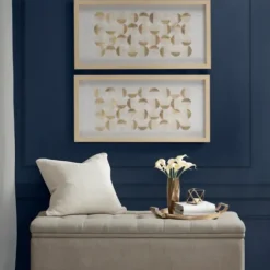 Wall Plaques-Kirkland's Home Capiz Shells Emblem Framed Wall Plaques, Set Of 2 White/Gold
