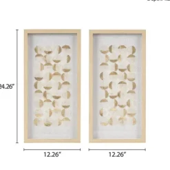 Wall Plaques-Kirkland's Home Capiz Shells Emblem Framed Wall Plaques, Set Of 2 White/Gold
