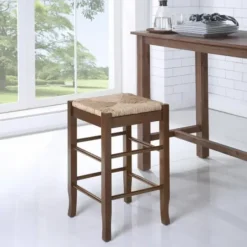 Bar Stools & Counter Height Stools-Kirkland's Home Cappuccino Wooden Counter Stool Brown