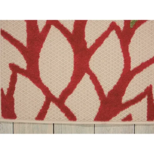 Outdoor Rugs-Kirkland's Home Caramel Botanical Indoor/Outdoor Area Rug, 7X9 Ivory/Red