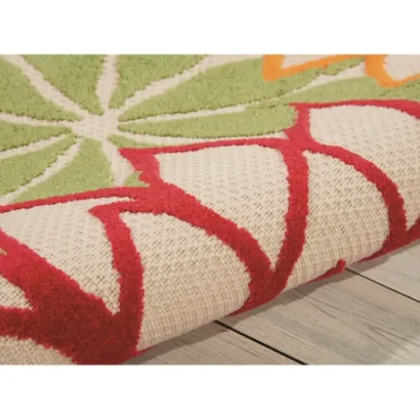 Outdoor Rugs-Kirkland's Home Caramel Botanical Indoor/Outdoor Area Rug, 7X9 Ivory/Red