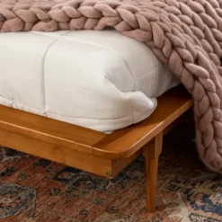 Beds & Headboards-Kirkland's Home Caramel Mid-Century Modern Platform King Bed Frame Brown