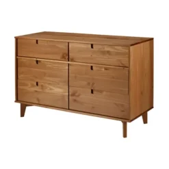 Dressers & Chests-Kirkland's Home Caramel Mid-Century Modern 6-Drawer Dresser Brown