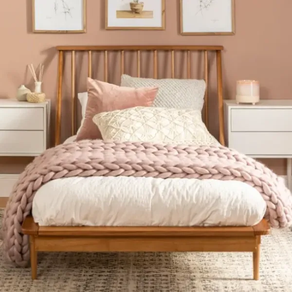Beds & Headboards-Kirkland's Home Caramel Mid-Century Modern Twin Bed Frame Brown