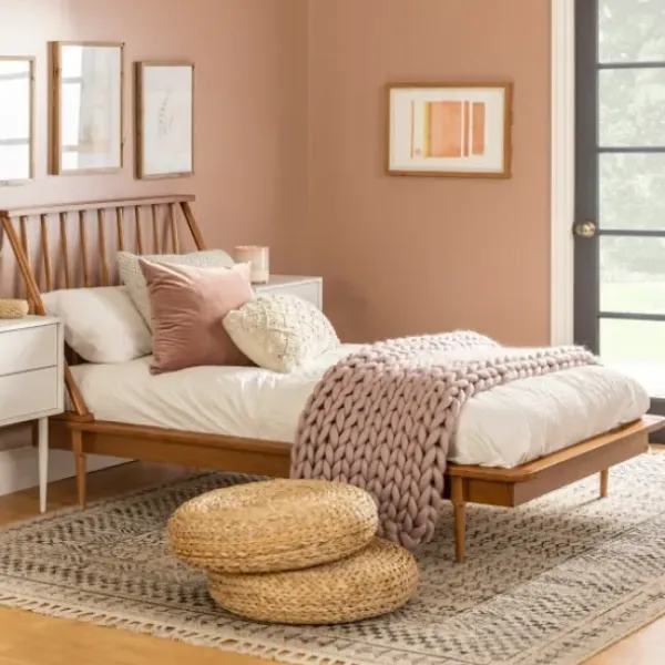 Beds & Headboards-Kirkland's Home Caramel Mid-Century Modern Twin Bed Frame Brown