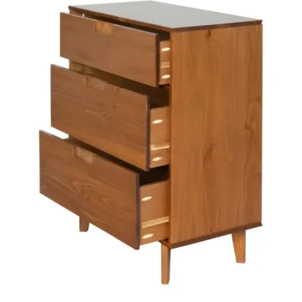 Dressers & Chests-Kirkland's Home Caramel Mid-Century Modern 3-Drawer Wood Chest Brown