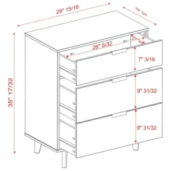 Dressers & Chests-Kirkland's Home Caramel Mid-Century Modern 3-Drawer Wood Chest Brown