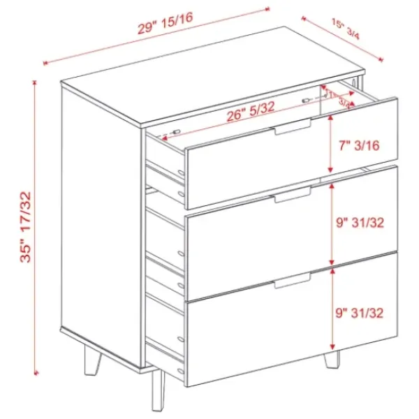 Dressers & Chests-Kirkland's Home Caramel Mid-Century Modern 3-Drawer Wood Chest Brown
