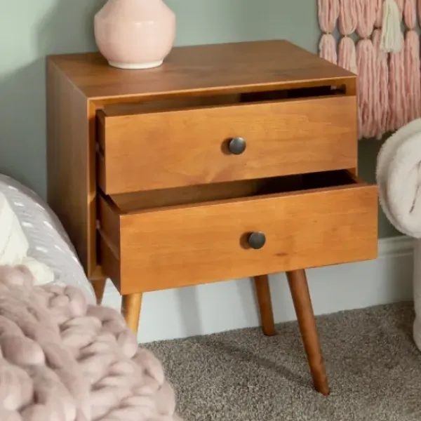 Nightstands-Kirkland's Home Caramel Mid-Century Nightstand Brown