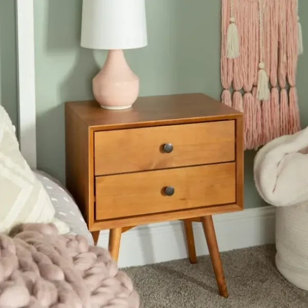 Nightstands-Kirkland's Home Caramel Mid-Century Nightstand Brown