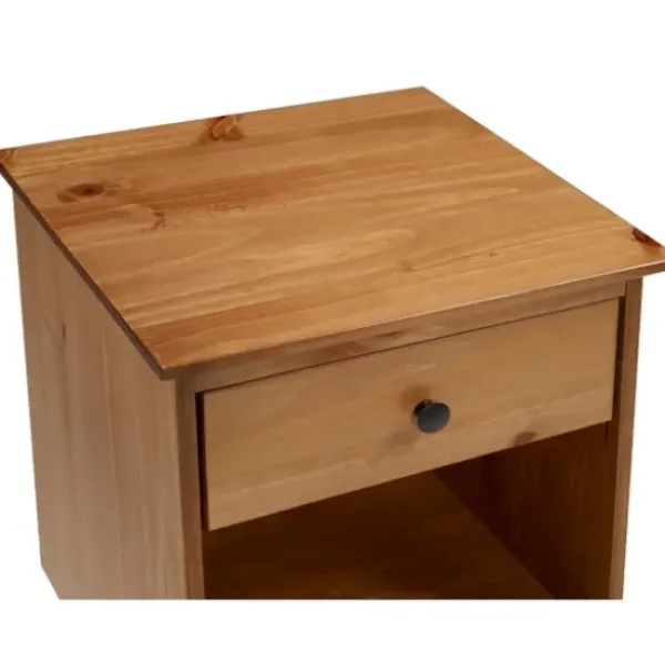 Nightstands-Kirkland's Home Caramel One-Drawer Wood Nightstand Brown