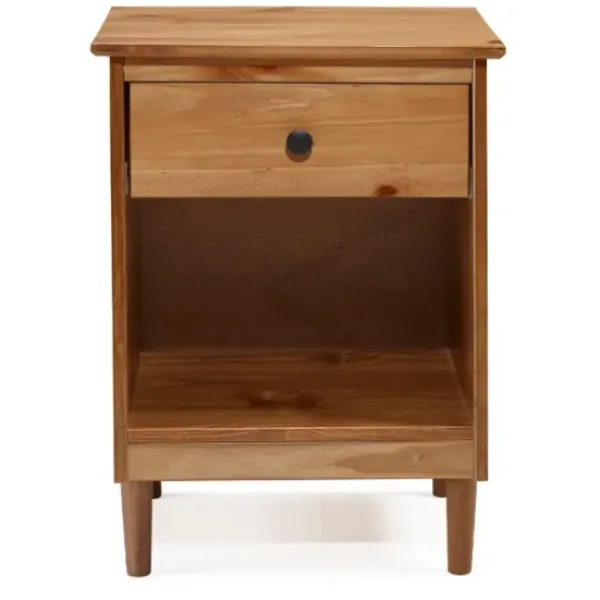 Nightstands-Kirkland's Home Caramel One-Drawer Wood Nightstand Brown