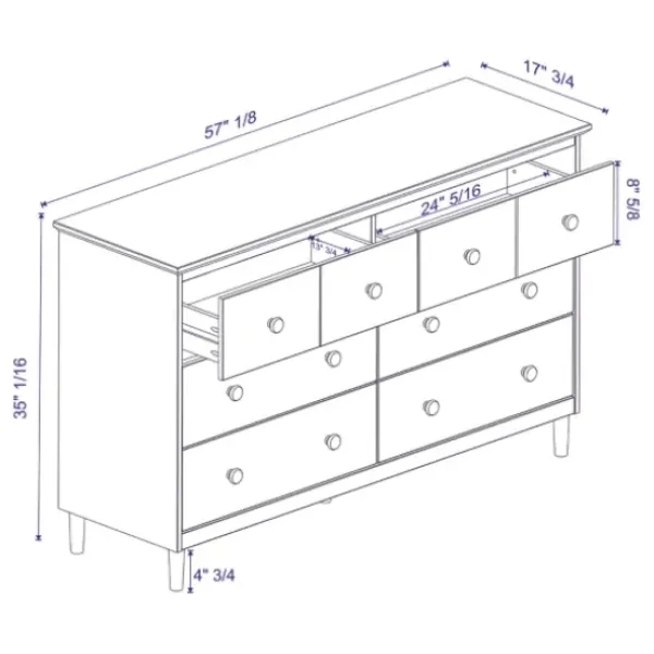Dressers & Chests-Kirkland's Home Caramel Solid Wood 6-Drawer Dresser Brown