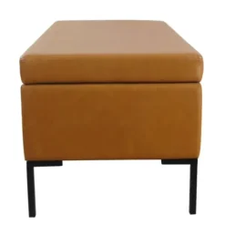 Benches & Ottomans-Kirkland's Home Caramel Vegan Leather Storage Bench Brown