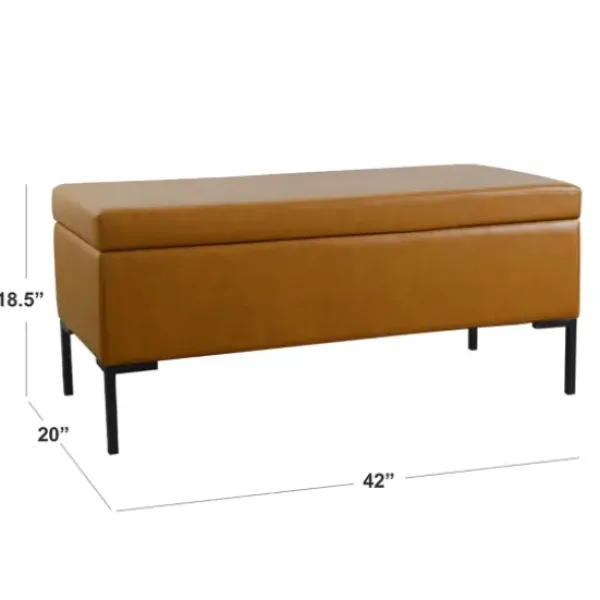 Benches & Ottomans-Kirkland's Home Caramel Vegan Leather Storage Bench Brown
