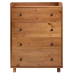 Dressers & Chests-Kirkland's Home Caramel Wooden 4-Drawer Dresser Brown