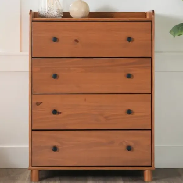 Dressers & Chests-Kirkland's Home Caramel Wooden 4-Drawer Dresser Brown