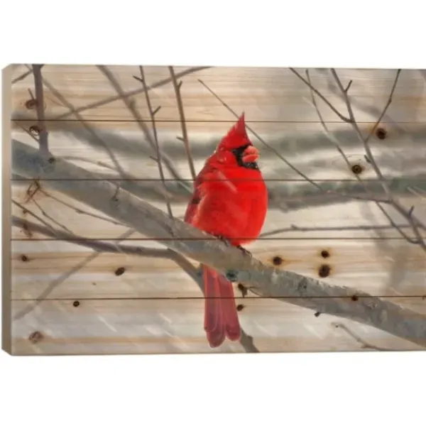 Wall Plaques-Kirkland's Home Cardinal Branch Wood Art Print Red/Brown