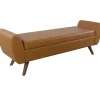 Benches & Ottomans-Kirkland's Home Carmel Vegan Leather Storage Bench Brown
