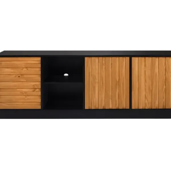 Tv Stands & Media Consoles-Kirkland's Home Carmel Wood Grooved Doors Tv Stand Brown