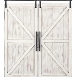 Wall Plaques-Kirkland's Home Carriage House Wood Barn Door Plaques, Set Of 2 Ivory