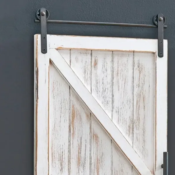 Wall Plaques-Kirkland's Home Carriage House Wood Barn Door Plaques, Set Of 2 Ivory