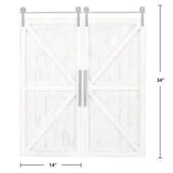 Wall Plaques-Kirkland's Home Carriage House Wood Barn Door Plaques, Set Of 2 Ivory