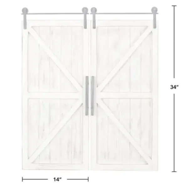 Wall Plaques-Kirkland's Home Carriage House Wood Barn Door Plaques, Set Of 2 Ivory