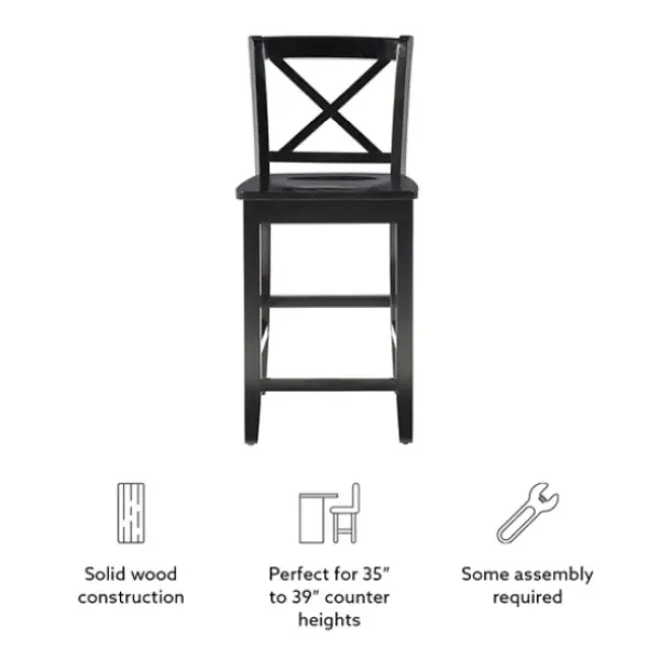 Bar Stools & Counter Height Stools-Kirkland's Home Carter X-Back Counter Stool Black