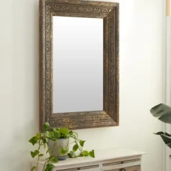Decorative Mirrors-Kirkland's Home Carved Ansanthus Floral Wood Frame Mirror