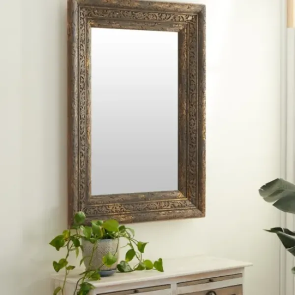 Decorative Mirrors-Kirkland's Home Carved Ansanthus Floral Wood Frame Mirror