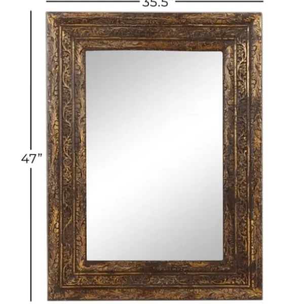 Decorative Mirrors-Kirkland's Home Carved Ansanthus Floral Wood Frame Mirror