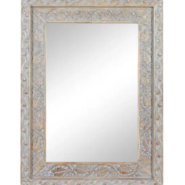 Decorative Mirrors-Kirkland's Home Carved Floral Mango Wood Mirror
