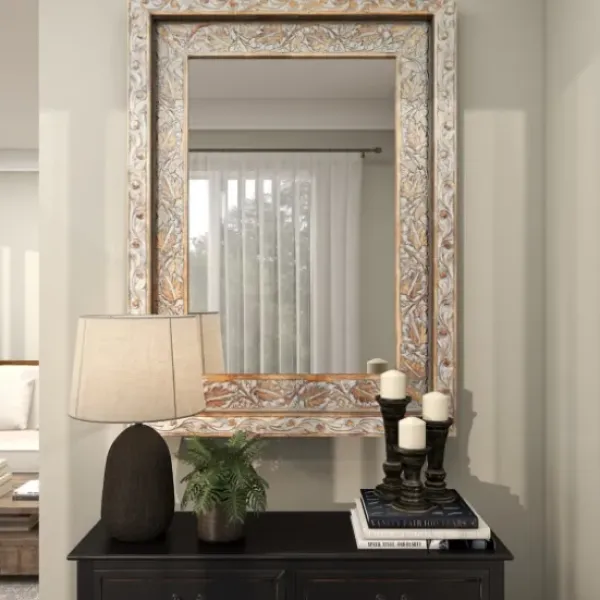 Decorative Mirrors-Kirkland's Home Carved Floral Mango Wood Mirror