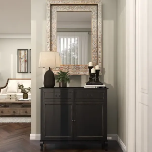 Decorative Mirrors-Kirkland's Home Carved Floral Mango Wood Mirror